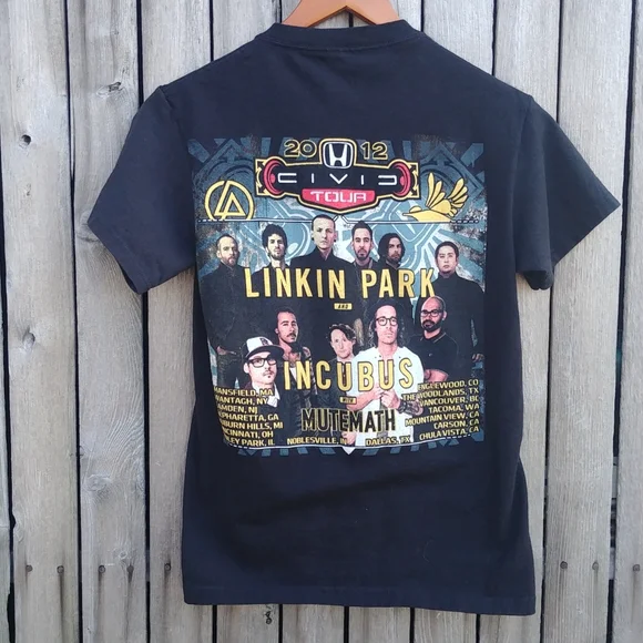 2012 Linkin Park Incubus Mutemath concert graphic print tee tshirt